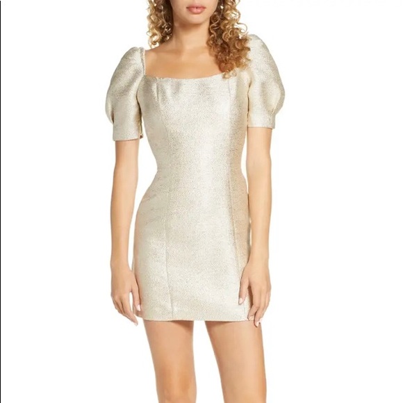 EUC gold BB Dakota power puff mini dress 🌟 - Picture 3 of 10